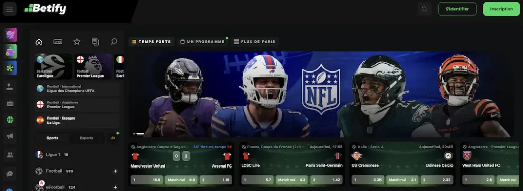 Paris sportifs sur Betify